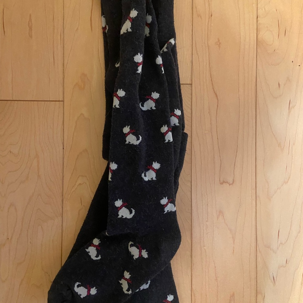 Black tights with White and Red Dog Pattern